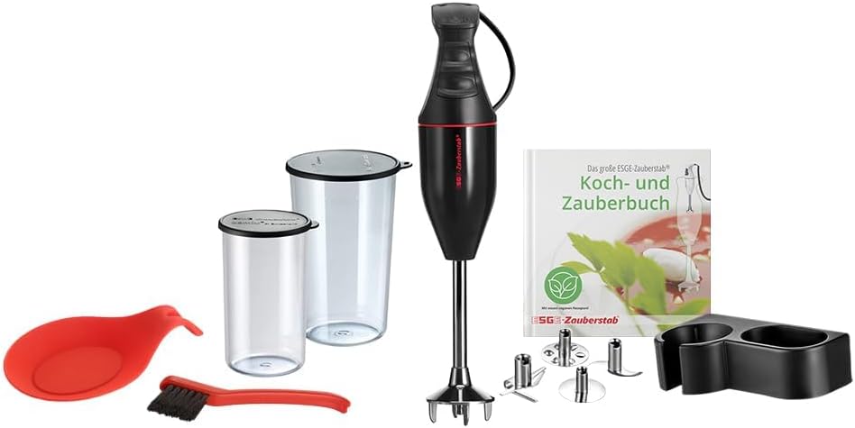 ESGE Zauberstab M100 Premium-Set 9142600, Hand - Stabmixer, Pürierstab, inkl. Zubehör, elektrischer AC – Motor 2-stufig, Soft-Touch Membranschalter, ergonomischer Griff,10l Flüssigkeitsmenge
