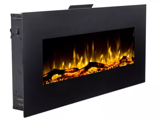 Cheminée électrique murale LALITA - L110 x P14 x H49 cm - Noire
