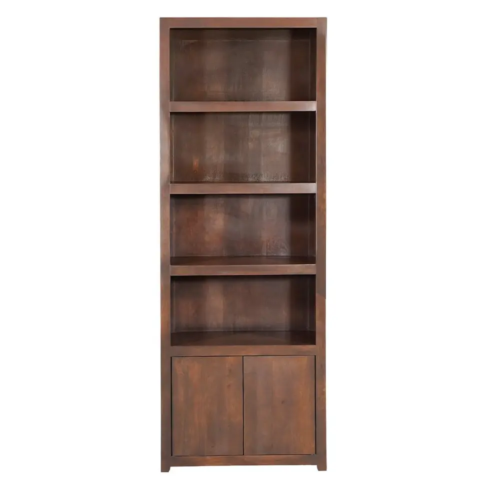 Mangohoutonline - Wandkast Phoenix 80cm Walnoot 4 Open Vakken, 2 Deuren - Mahom