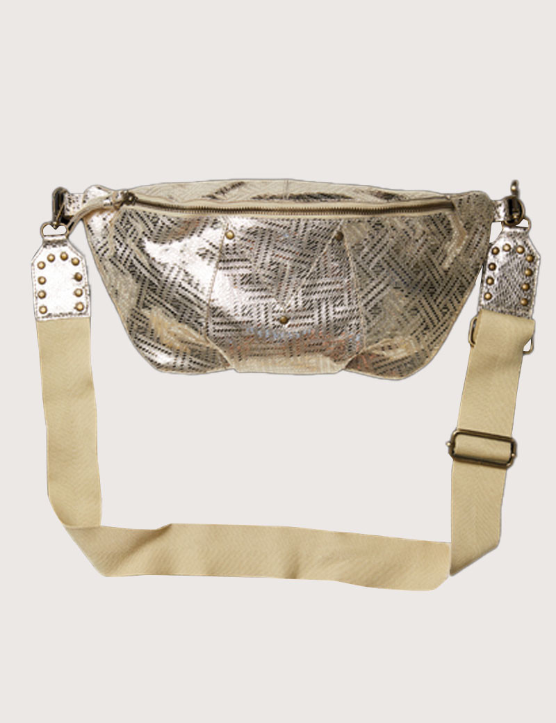 PIECES SAC BANANE EN CUIR MILLA CHAMPAGNE MÉTALLISÉ