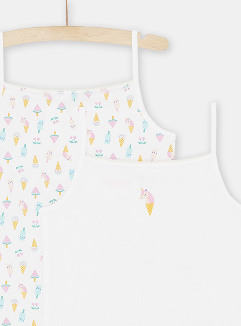 Lot de 2 débardeurs écrus assortis fille