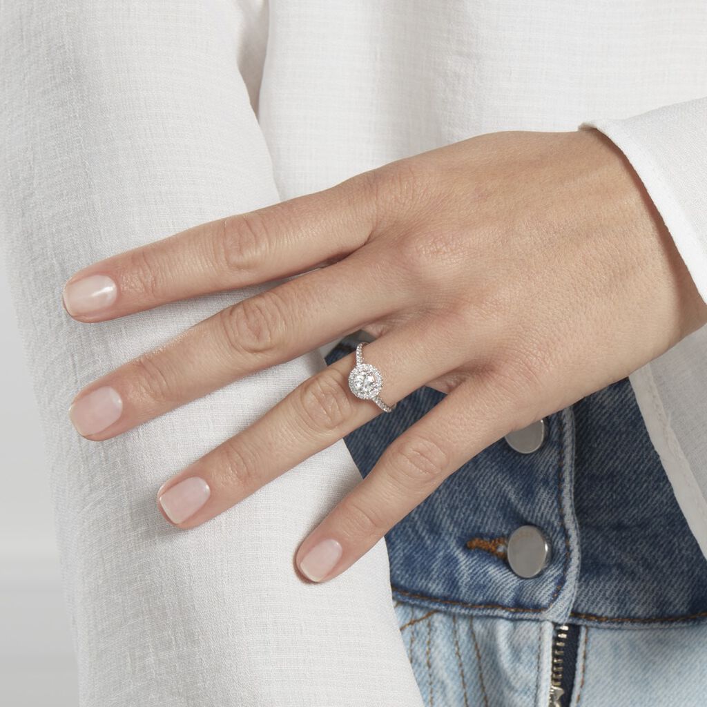 Bague Mentoura Or Blanc Diamant Synthétique