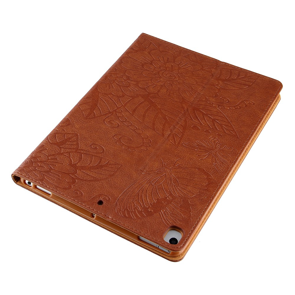 iPad 9.7 (2018/2017) / iPad Pro 9.7 / iPad Air 2 / iPad Air Leder Tasche Flip Cover Blumen Mandala Imprint - Braun