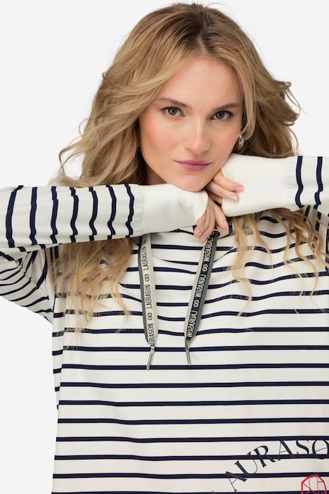 Hoodie, Ringel Sweater, Anker Print, Langarm