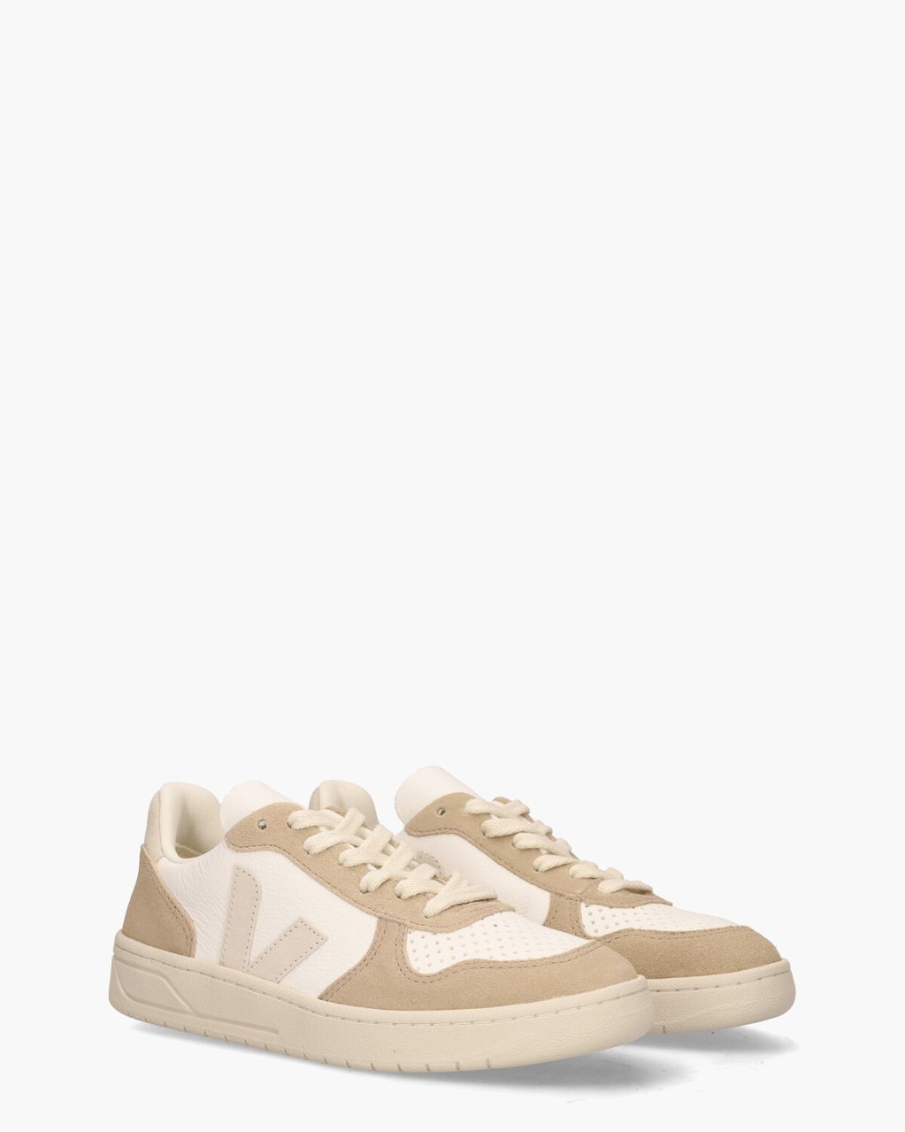 Veja V-10 Chromefree Leather Wit/Bruin/Beige Damessneakers