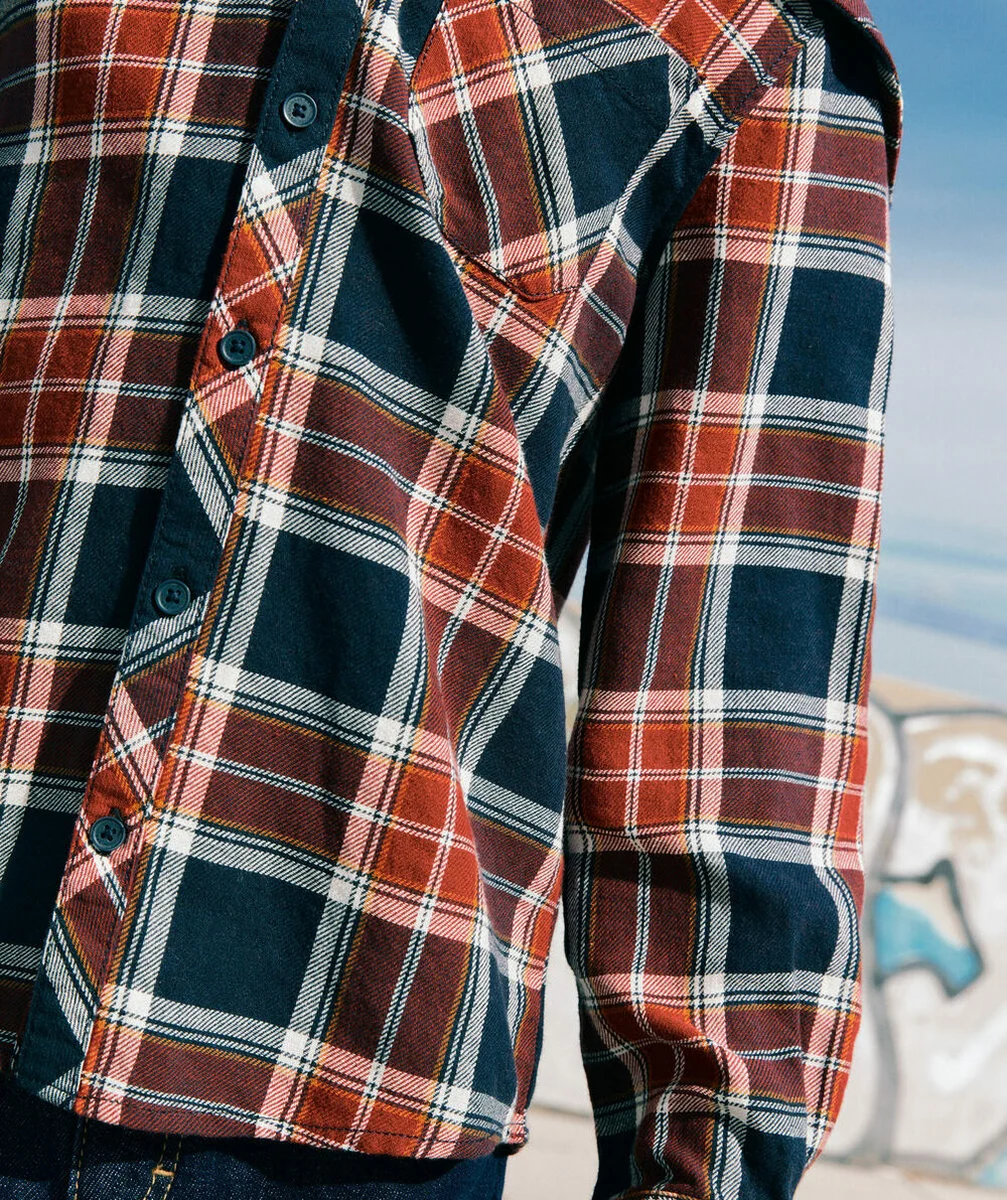 CHEMISE À CAPUCHE À CARREAUX GARÇON MARINE ET BORDEAUX