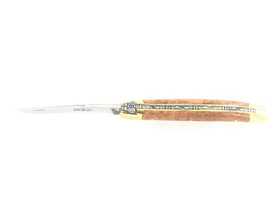 Laguiole Tradition 9 cm - 2 mitres laiton - Bruyère Couteau de Poche Forge de Laguiole