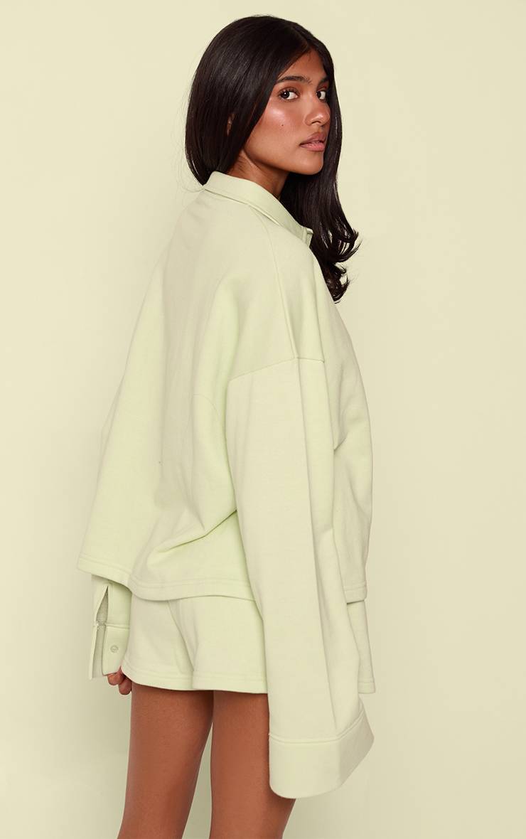 Citron Vert Sweat-shirt Oversized À Détail Col Polo En Molleton Bouclette