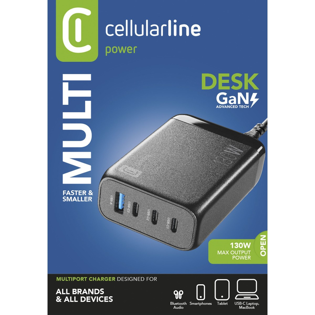 (130W) 3x USB C / USB A GaN Ladegerät Netzteil Power Delivery (ACHUSBGAN4PD130WKK) - Schwarz