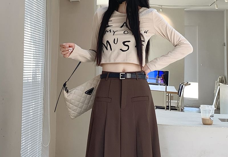 Kenning - Hoge taille geplooide maxi A-lijn rok