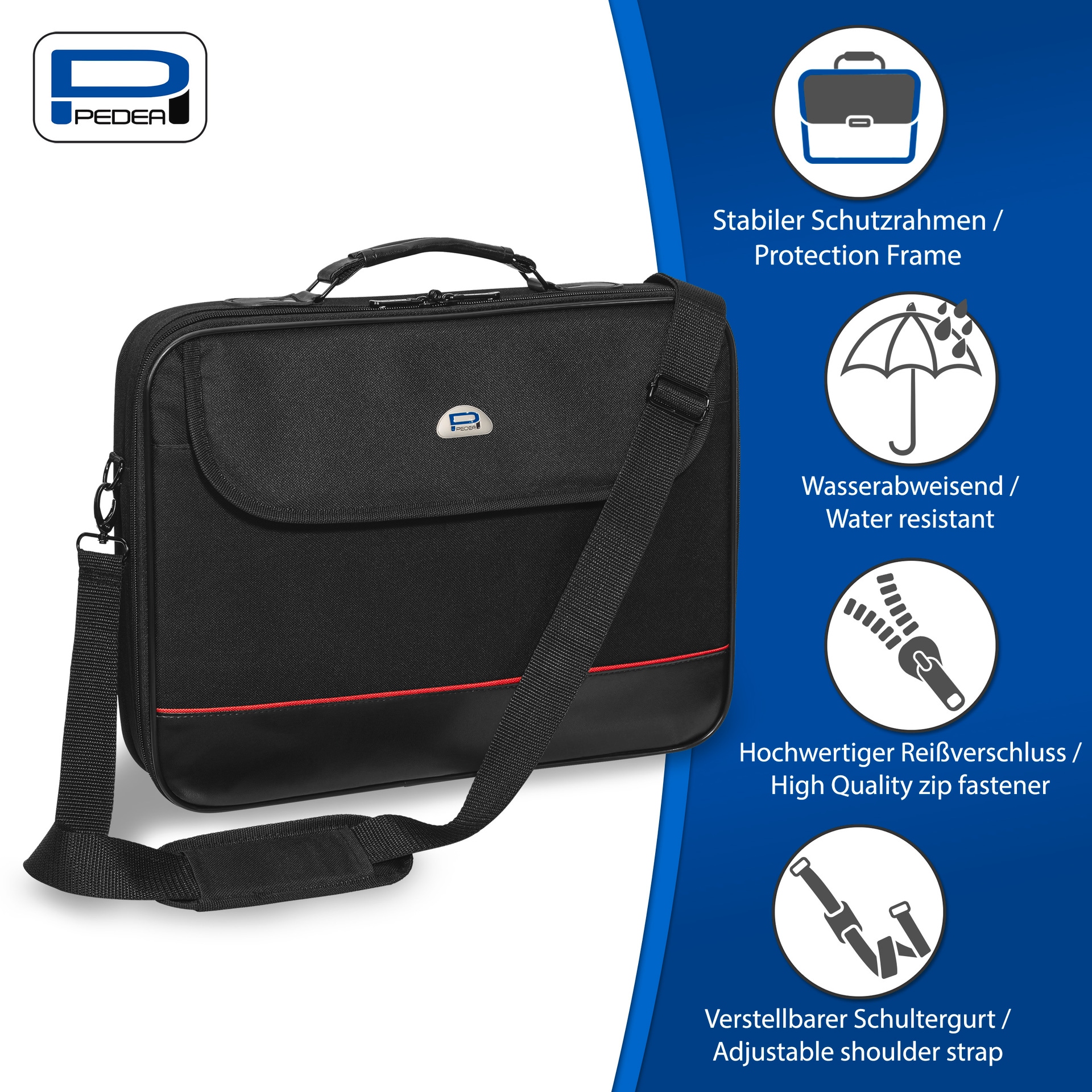 PEDEA Laptoptasche »Notebooktasche TRENDLINE 17,3 (43,9cm) + Maus« Set Umhängetasche mit Schultergurt