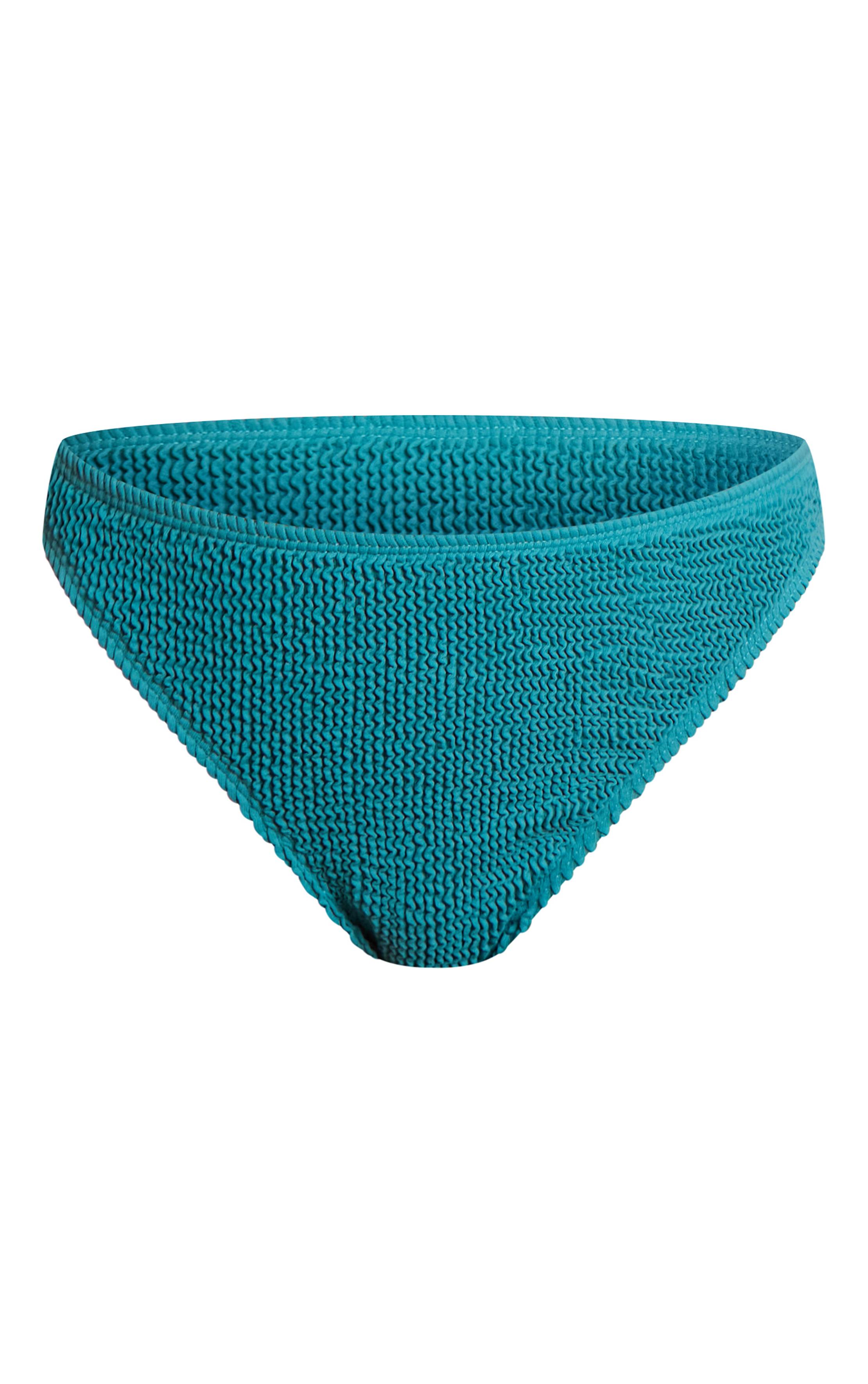 Vert Turquoise Bas De Bikini Tanga Froncé