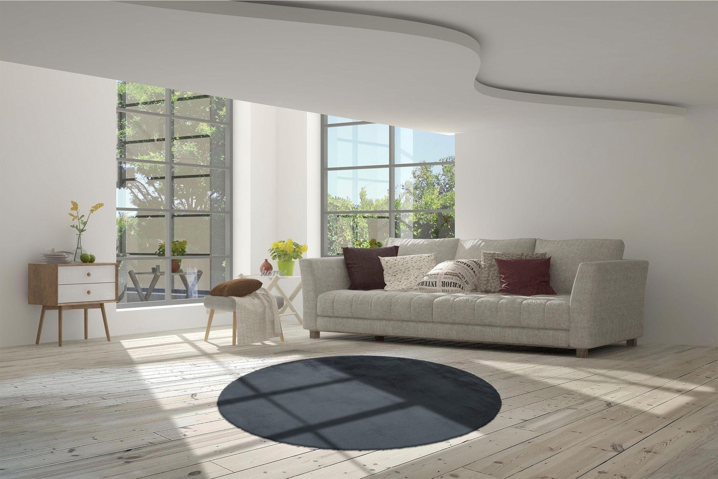 calo-deluxe Fellteppich »Vogesen 212« rund 45 mm Höhe Kunstfell, Wohnzimmer