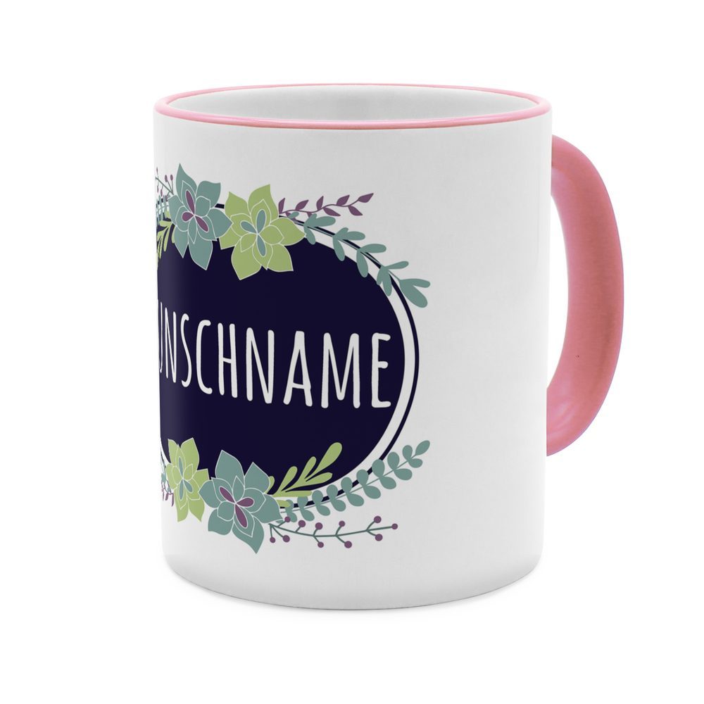 Flowers - Personalisierter Kaffeebecher (Farbe: Rosa)