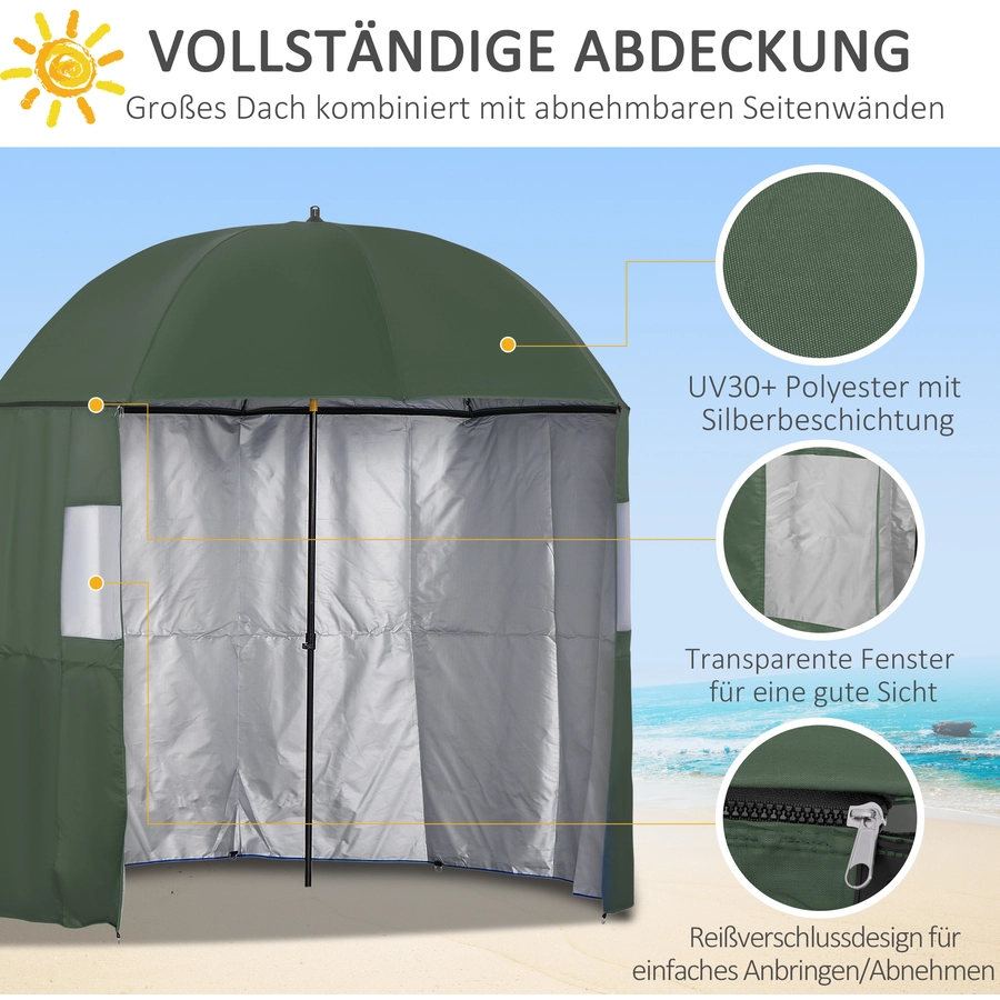 Outsunny Sonnenschirm mit Bodennagel grün