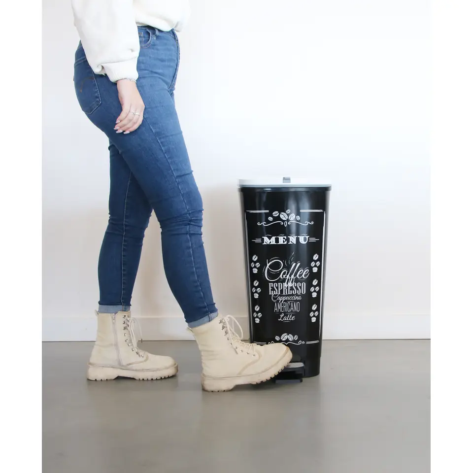 Kis Chic Bin Coffee Menu Pedaalemmer - 50L - zwart/wit
