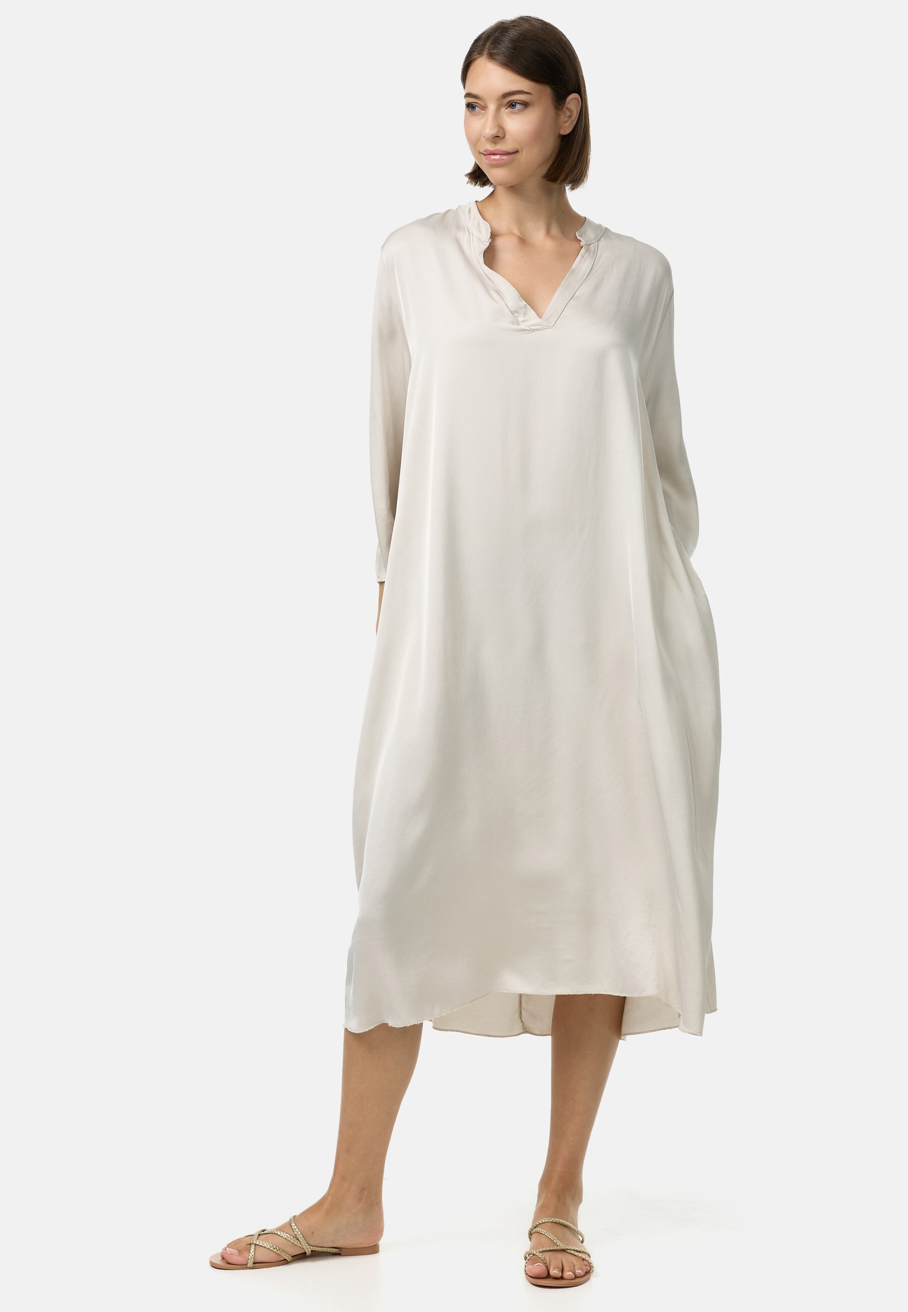 PM SELECTED Damen Stilvolles Satin Tunikakleid mit Seidenanteil in Einheitsgröße PM55
