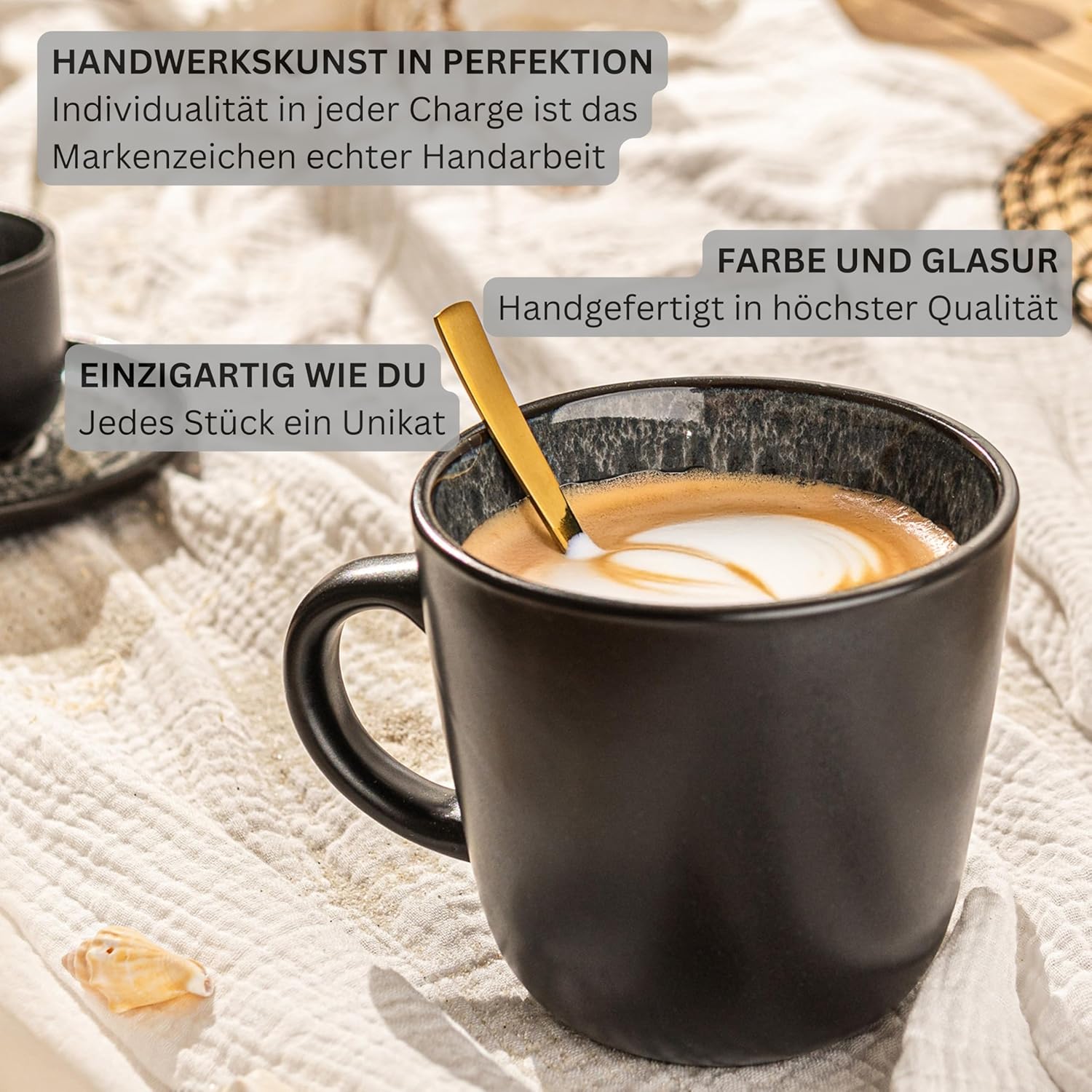 SÄNGER Sydney | Kombiservice 6 Personen, Teller Set Kaffeebecher Pastaschale 30 tlg, Steingut Geschirr Set spülmaschinen- mikrowellen- kratzfest, Geschirrset aus Steingut dunkel grau| VALUE COLLECTION