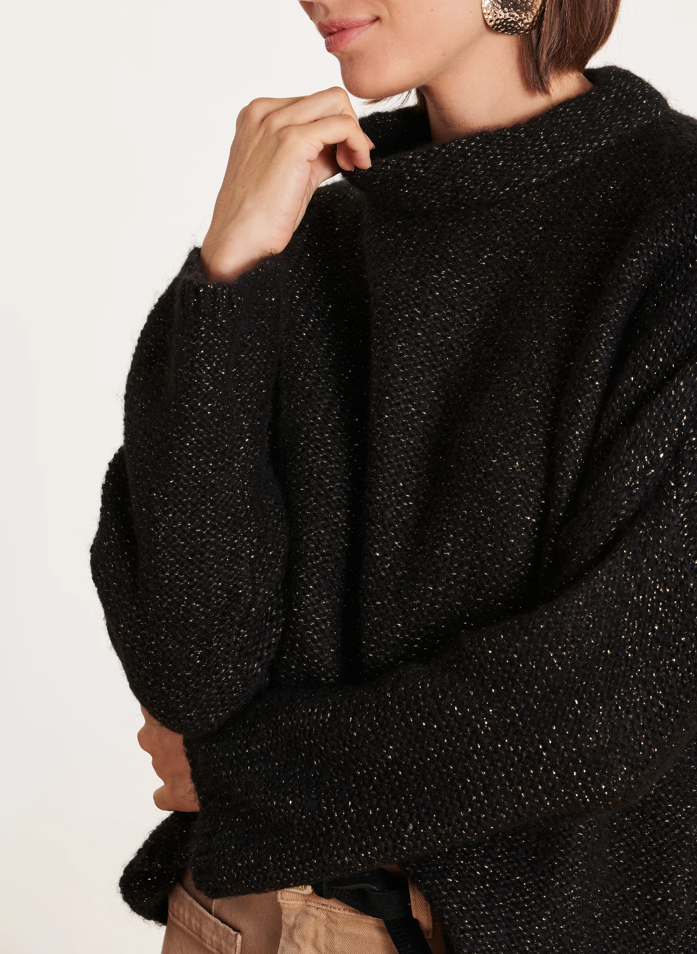 Pull oversize en maille| Noir