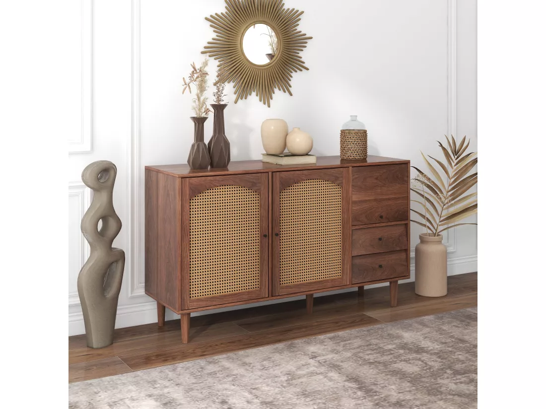 Buffet en rotin avec trois portes,d130cm×h75cm