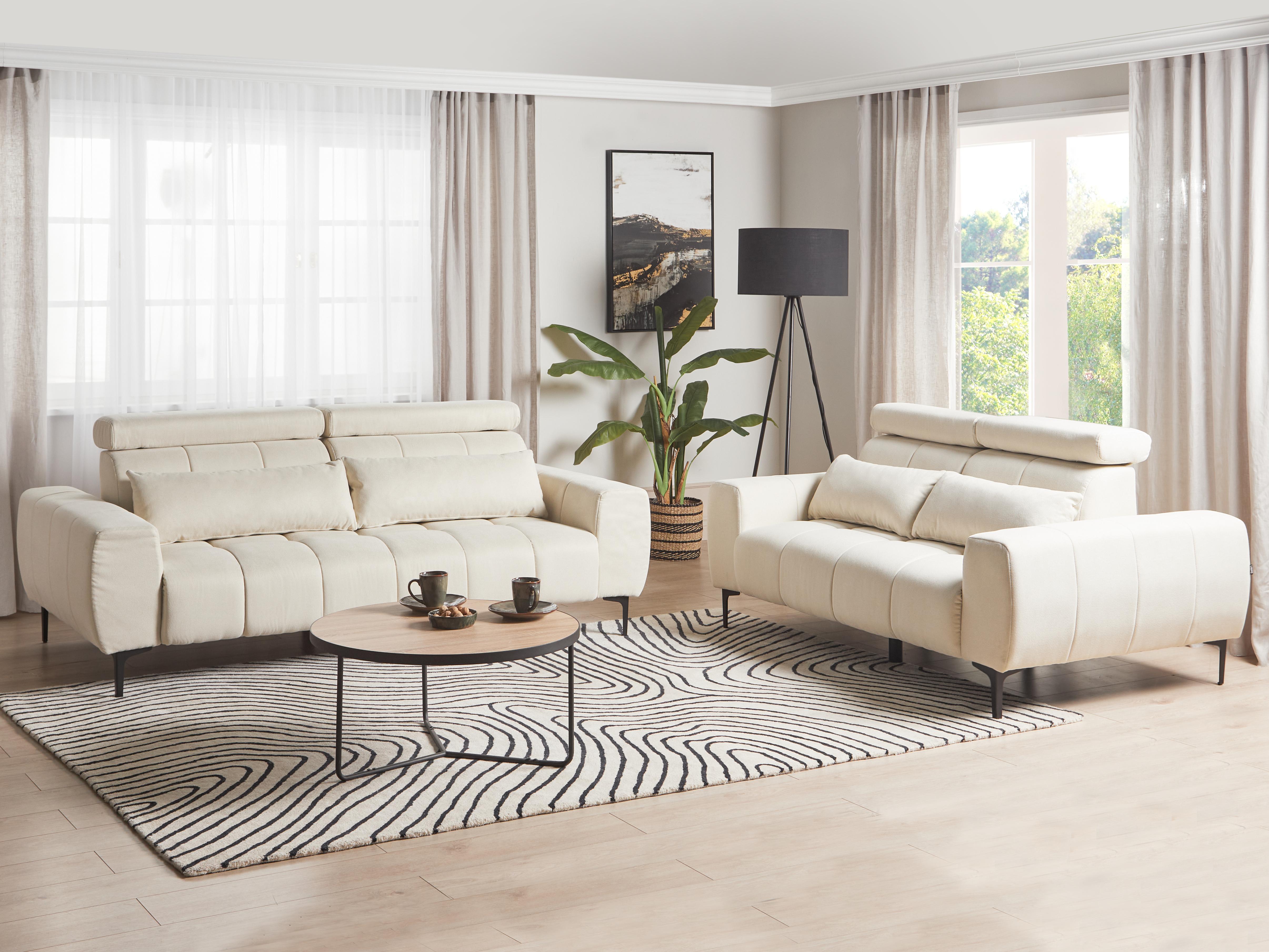 Bank 2-zits VEGAMO Stof Lichtbeige