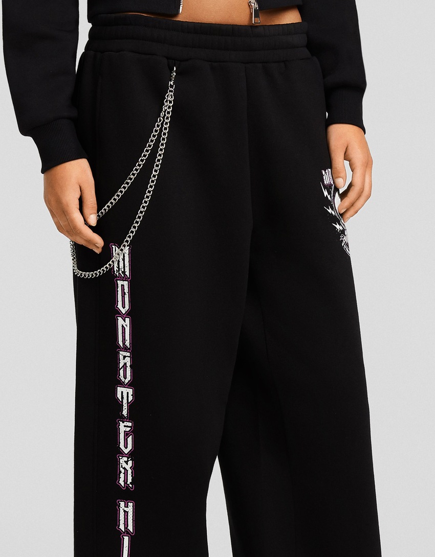 Calça de moletom de pelúcia Monster High com detalhe de corrente