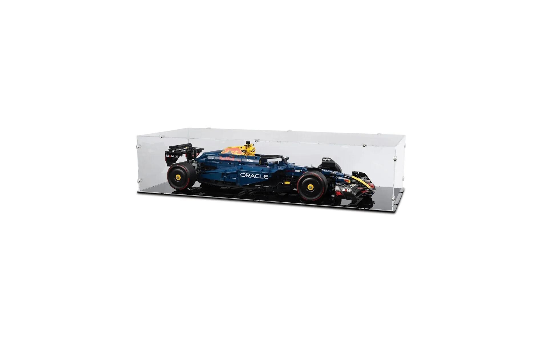 Acryl-Display für LegoOracle Red Bull RB20 F1 120232<br>Acryl-Display mit schwarzem Boden für das Lego-Rennauto 42206