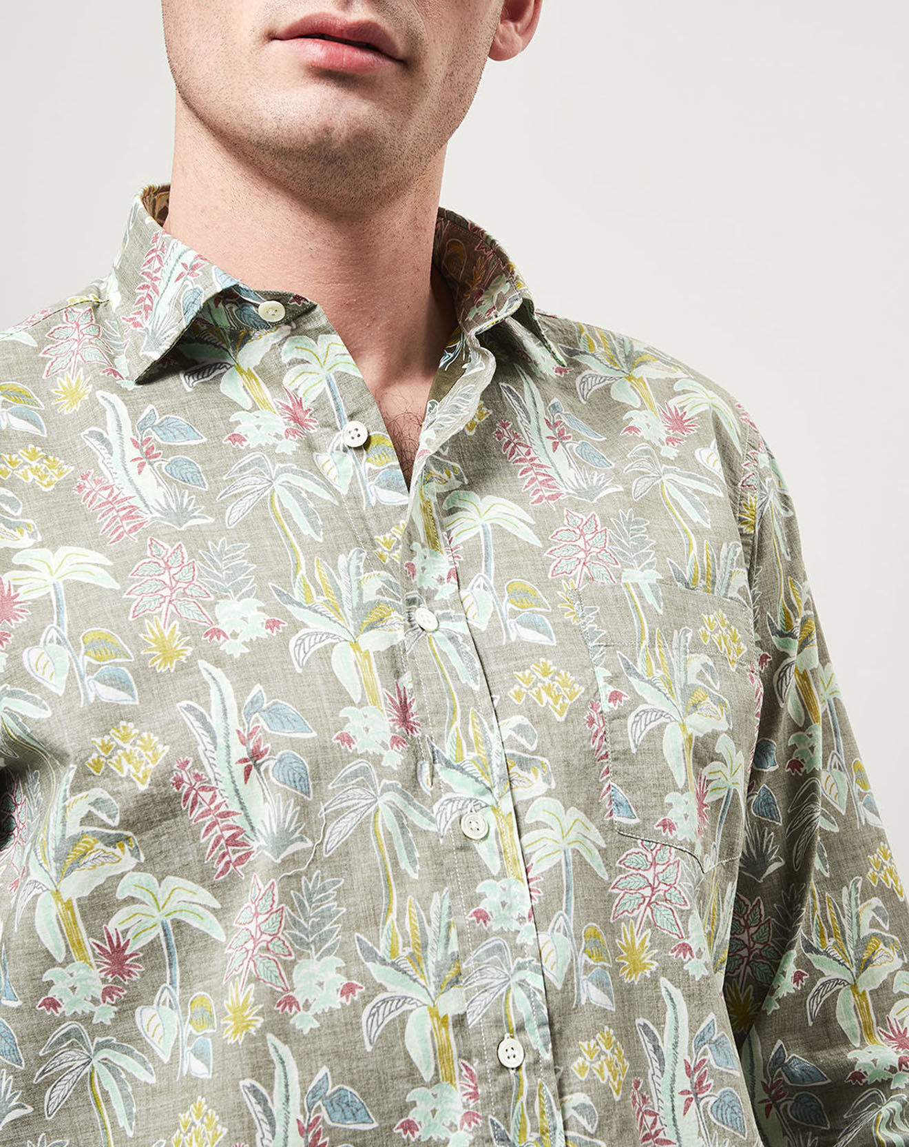 Hartford Chemise regular Paul imprimé tropical kaki/multicolore