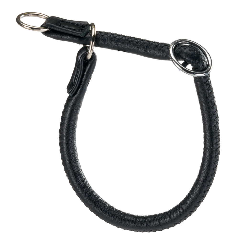 Collier semi-étranglé pour chiens vogue cs10/40, cuir véritable, ajustable, noir