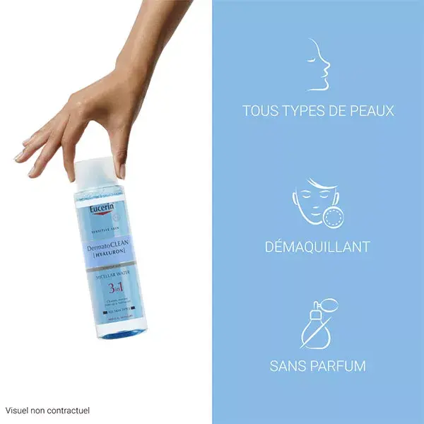 Eucerin DermatoClean Hyaluron Eau Micellaire 3 en 1 Tous Types de Peaux 400ml