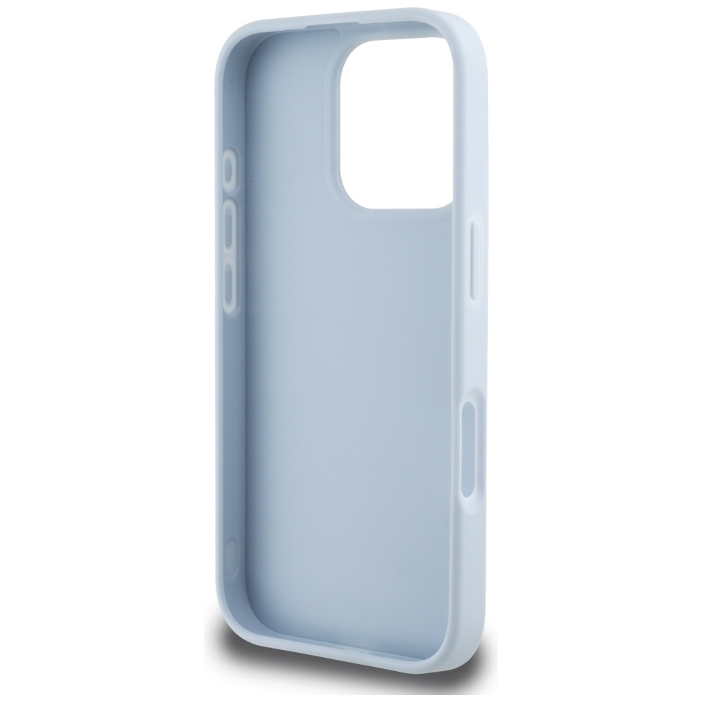 iPhone 16 Pro Leder Hardcase Hülle Grained 4G Big Metal Logo (GUHCP16LPGT4MBB) - Hellblau