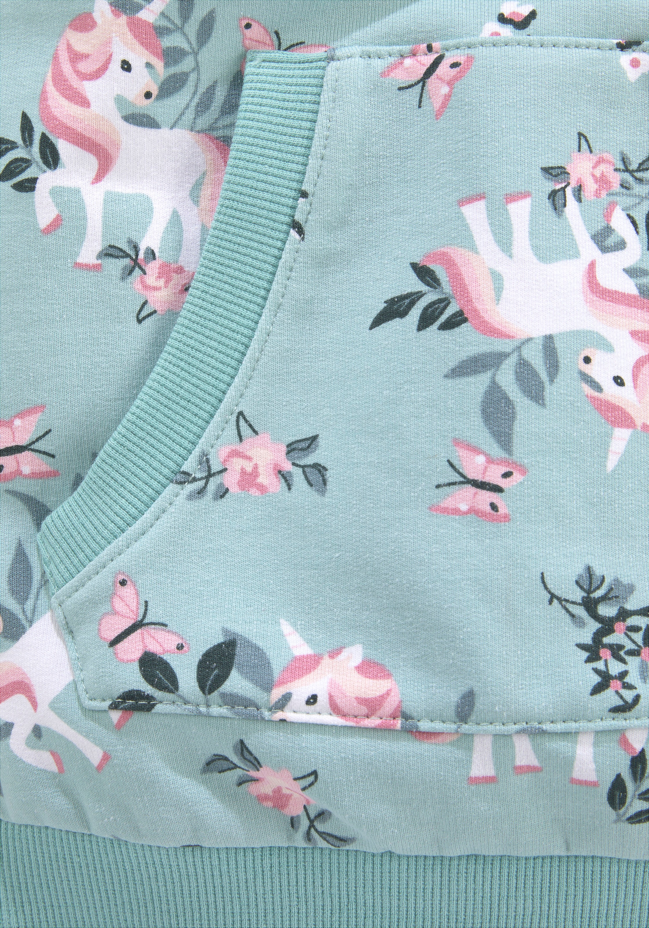 KIDSWORLD Sweatkleid »Einhorn« Kängurutasche bis Mitte des Oberschenkels,  mädchenhafter Style