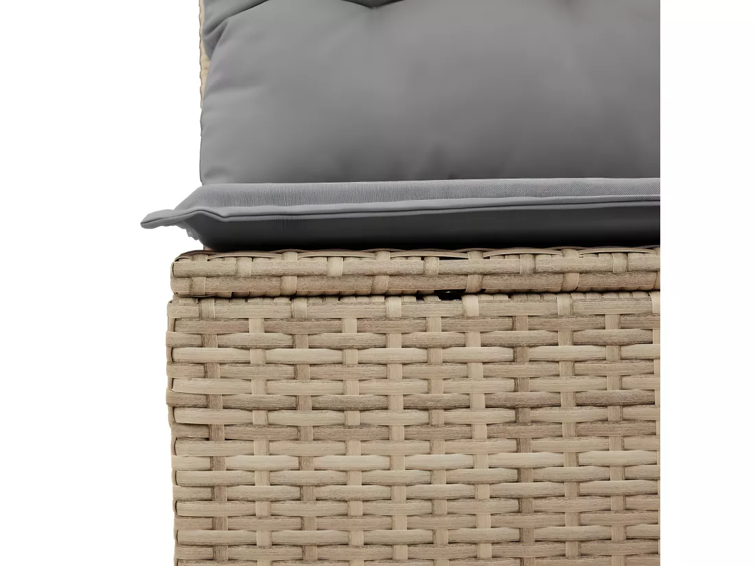 Canapé de jardin sans accoudoirs coussins beige résine tressée