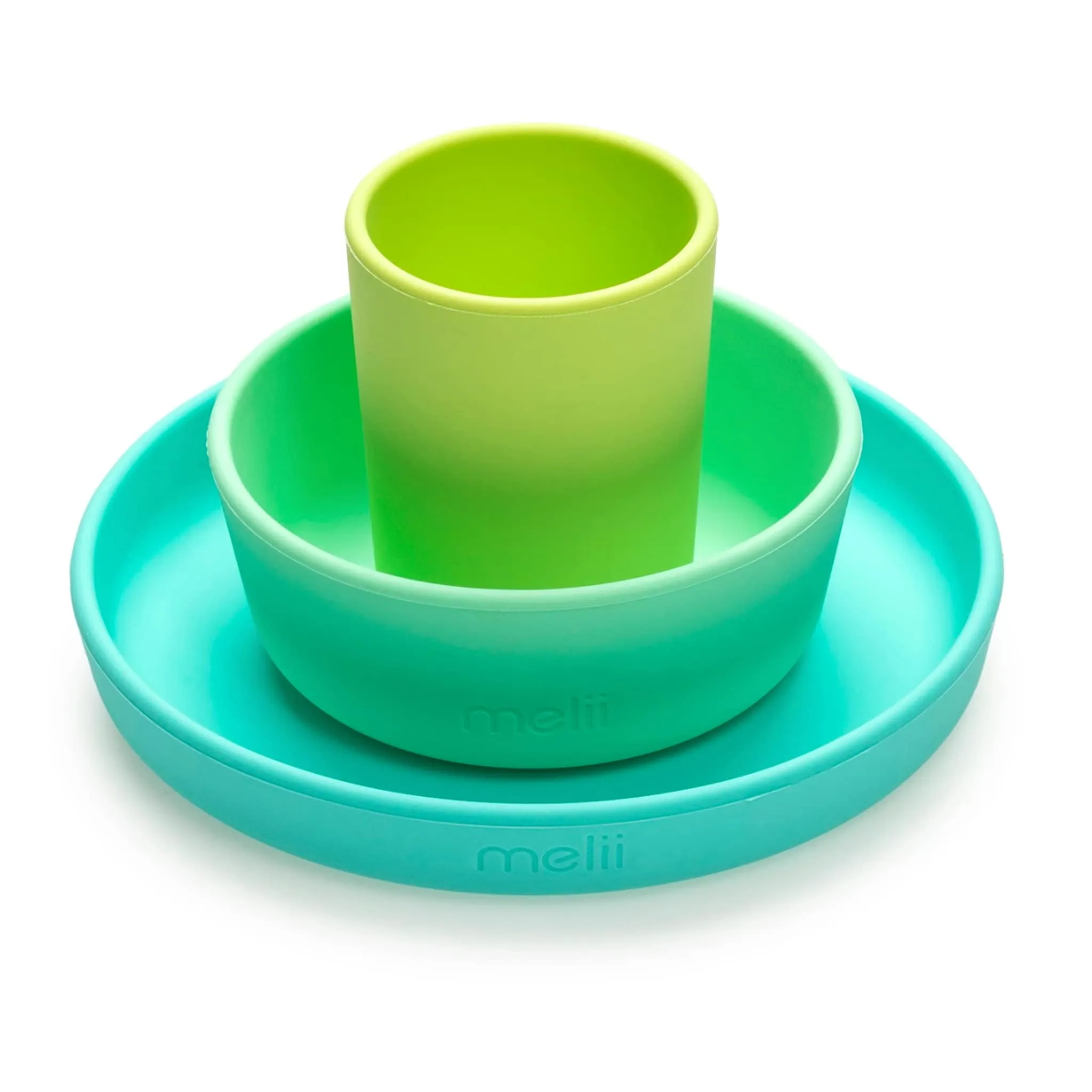Melii Ensemble de Vaisselle en Silicone 3 Pièces - Bleu