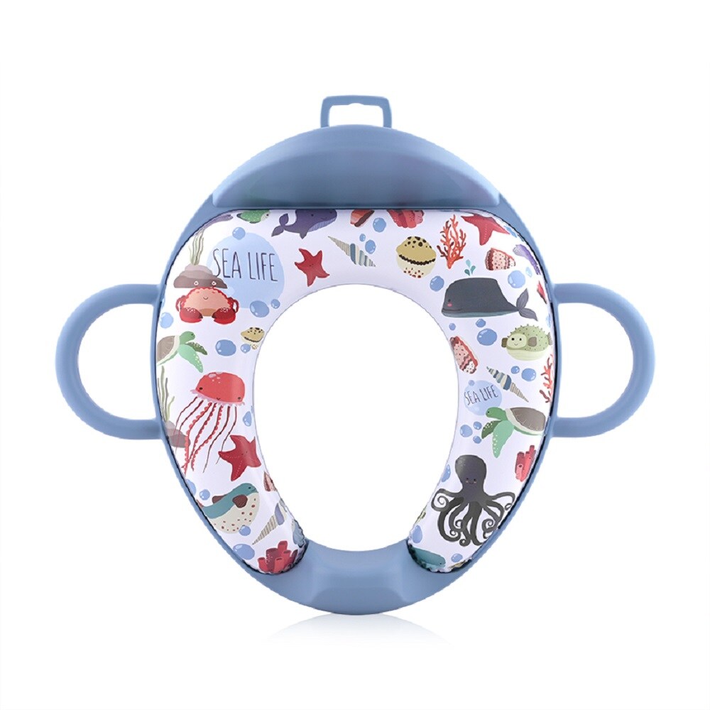 Lorelli Toilettensitz Rückenlehne Handgriff gepolstert, Spritzschutz, Kunststoff dunkelblau