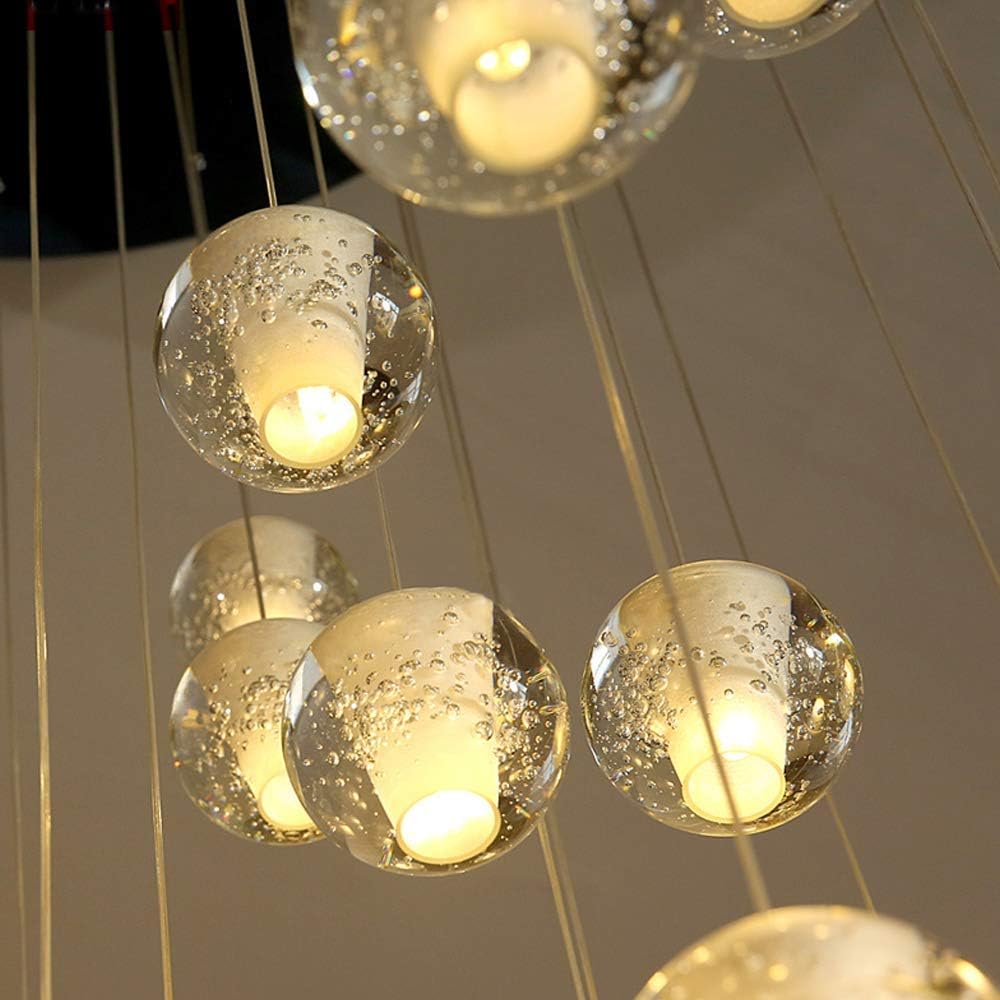 H.W.S LED Pendelleuchte Glas Kristall Hängeleuchte Lüster Dekoratives Kronleuchter Modern Pendellampe für Villa Treppe Wohzimmer Esszimmer Schlafzimmer Innenleuchte(14-Flamming, Square)