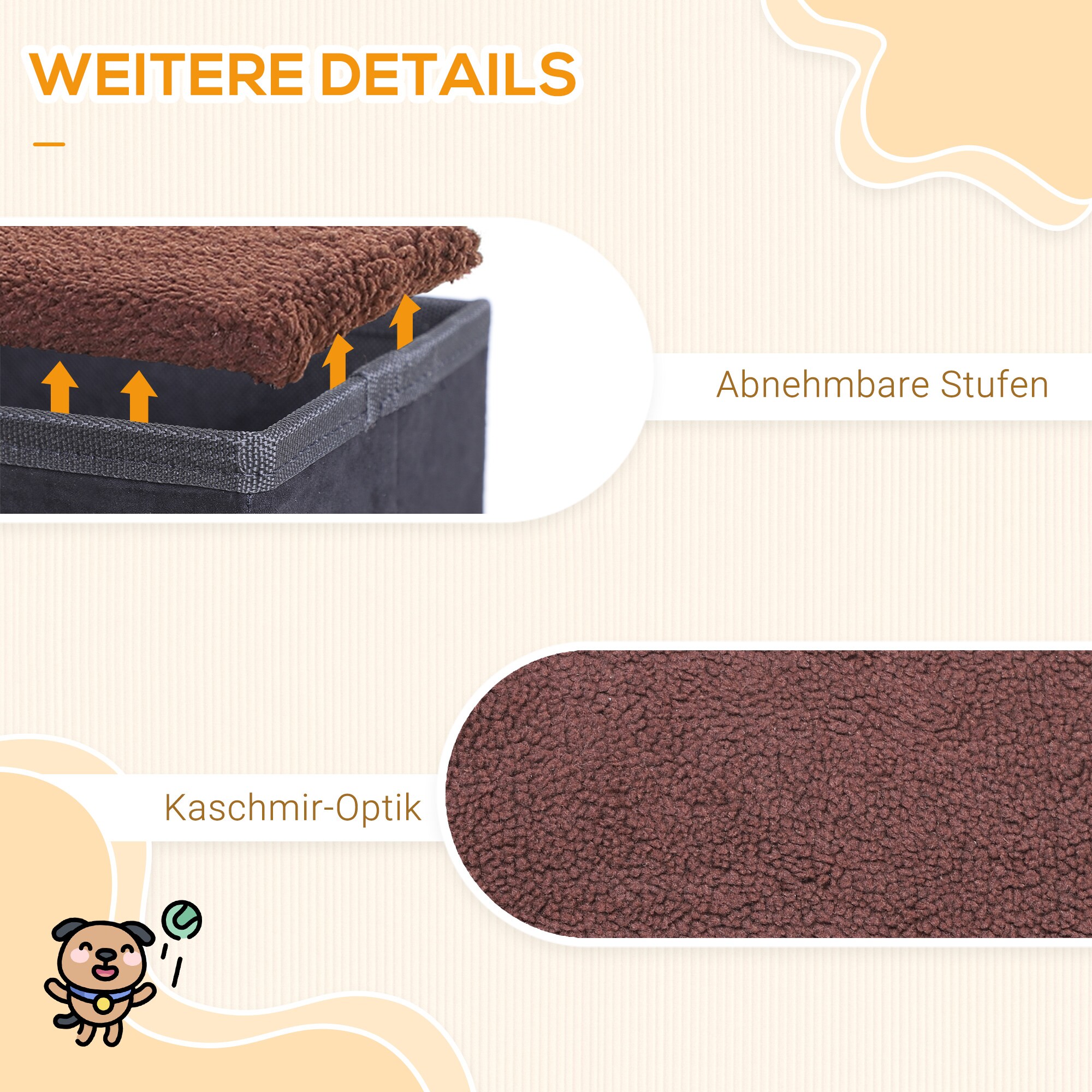 PawHut Haustiertreppe mit 3 Stufen 40 x 54 x 48 cm (BxTxH)