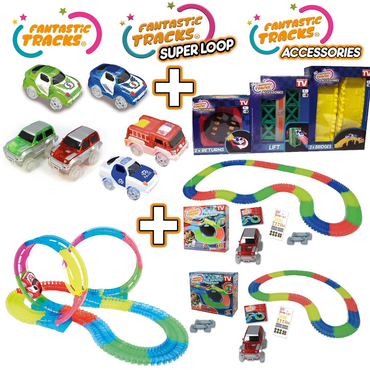 Fantastic Tracks® Autorennbahn Rennstrecke 516 Teile Fantastic Tracks Mega Set