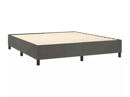 Sommier tapissier matelas et LED Gris foncé 180x200 cm Velours