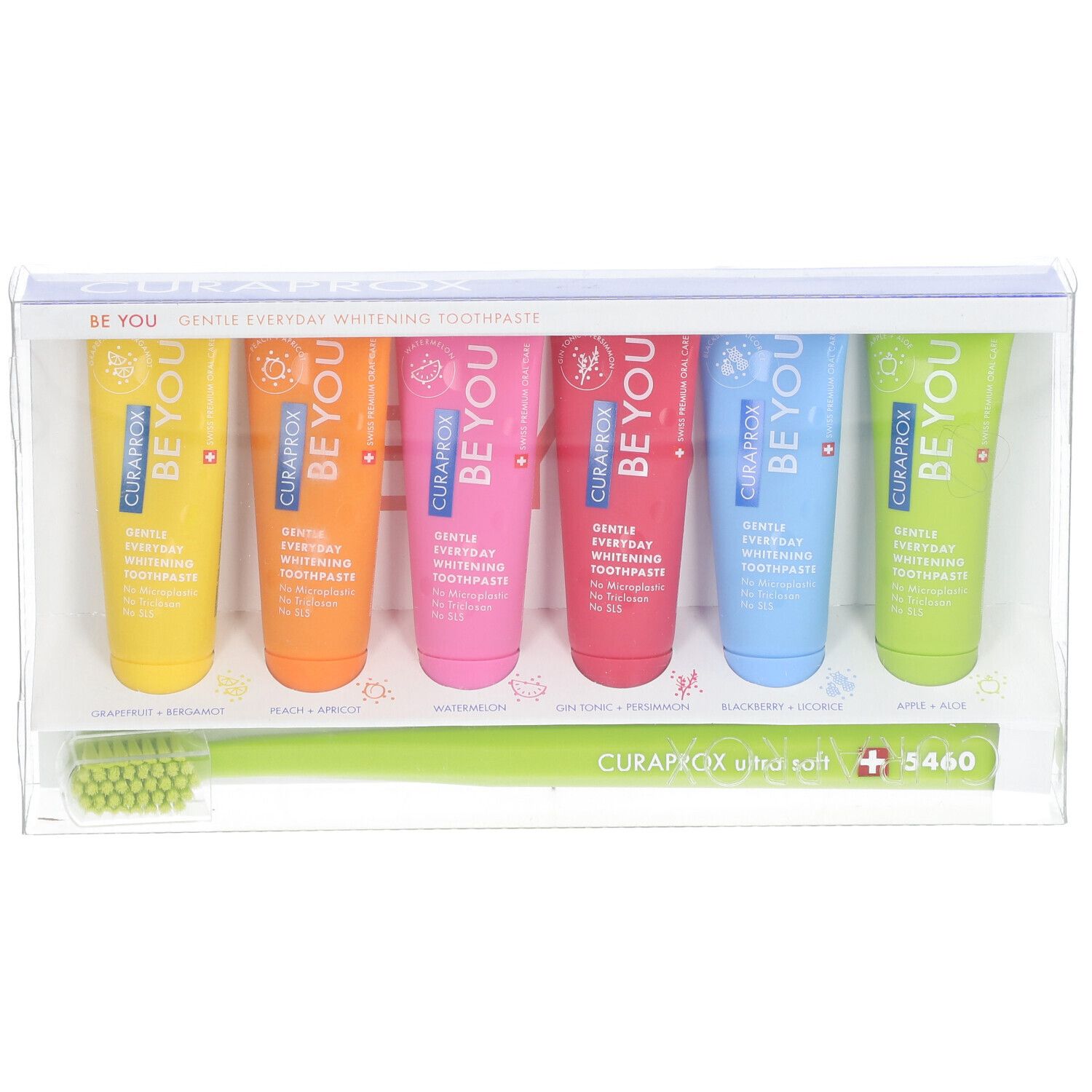 Curaprox® BE YOU mixed Set 6 Zahnpasten inkl. Zahnbürste