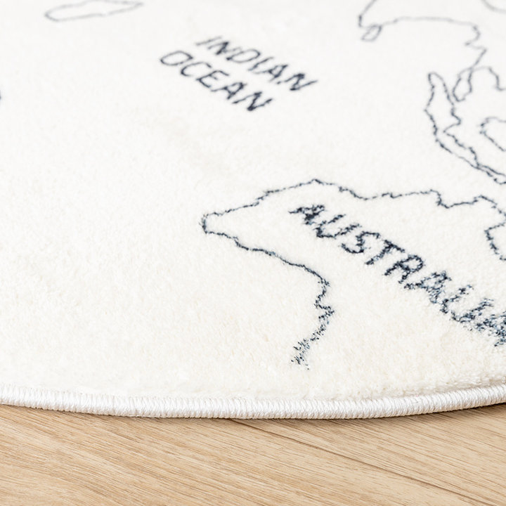 Rond kindervloerkleed - Globe Crème | Werelds plezier!