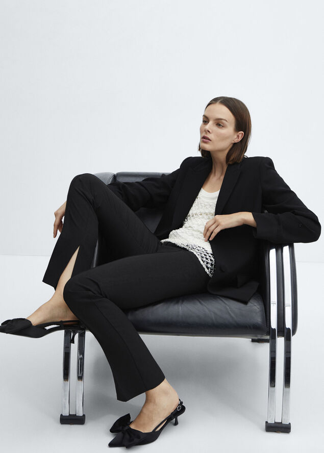 MANGO Turn-down sleeve blazer Black