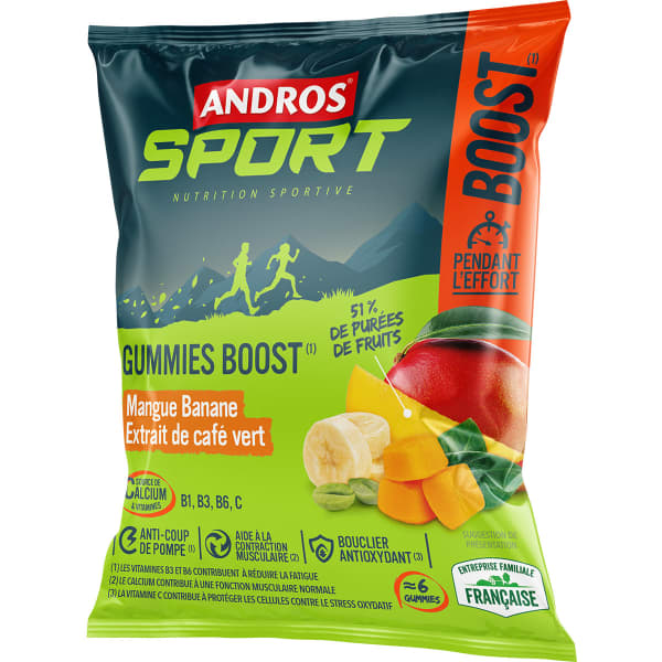 Gels énergétiques ANDROS GUMMIES BOOST MANGUE BANANE CAFE VERT