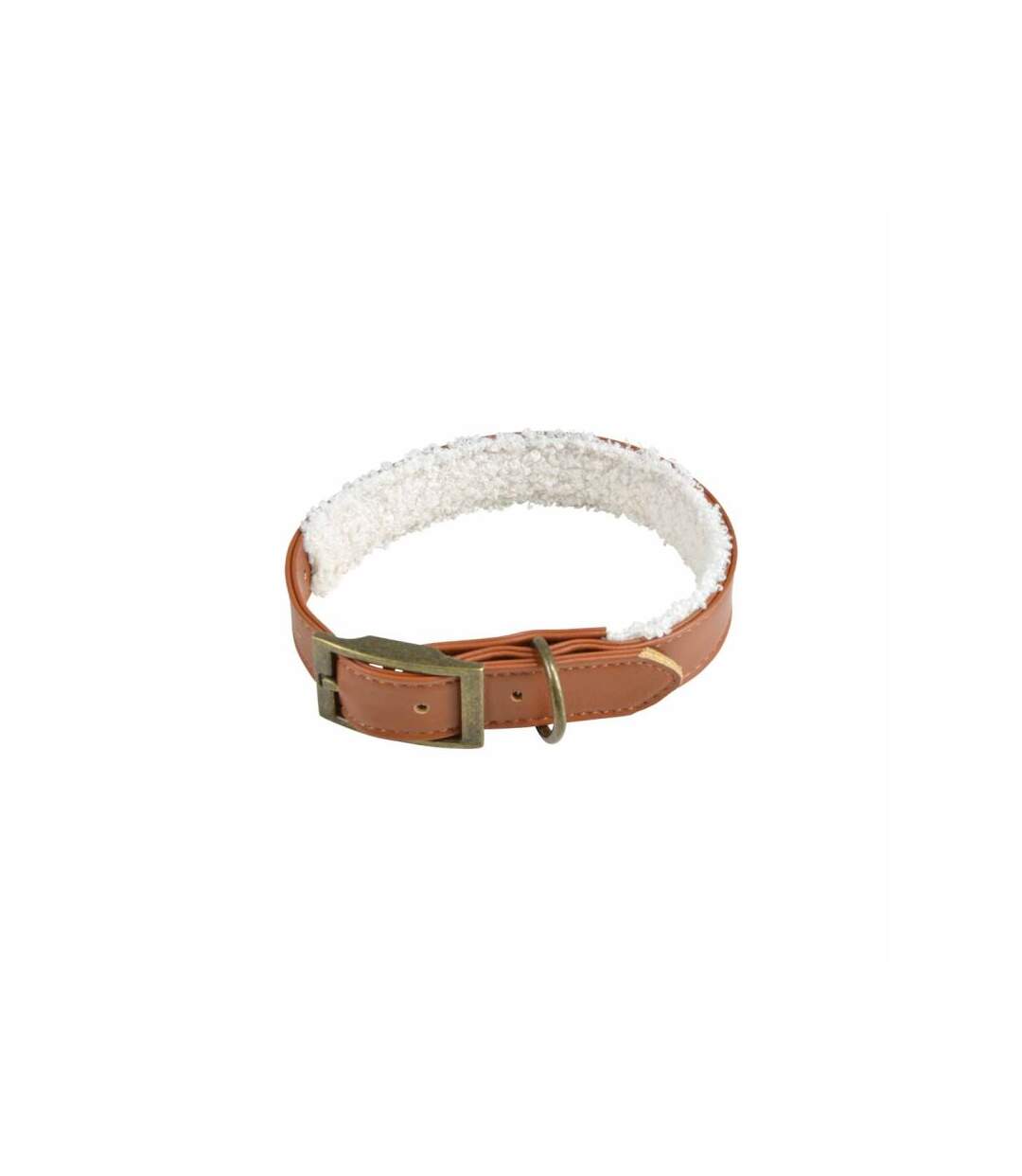 Paris Prix - Collier Pour Chien wooly 30cm Cognac & écru