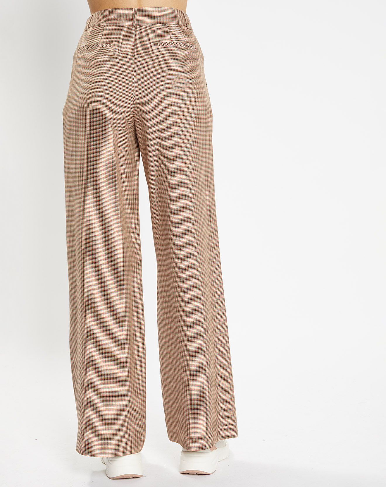 Galeries Lafayette Pantalon large et fluide imprimé pied-de-poule marron