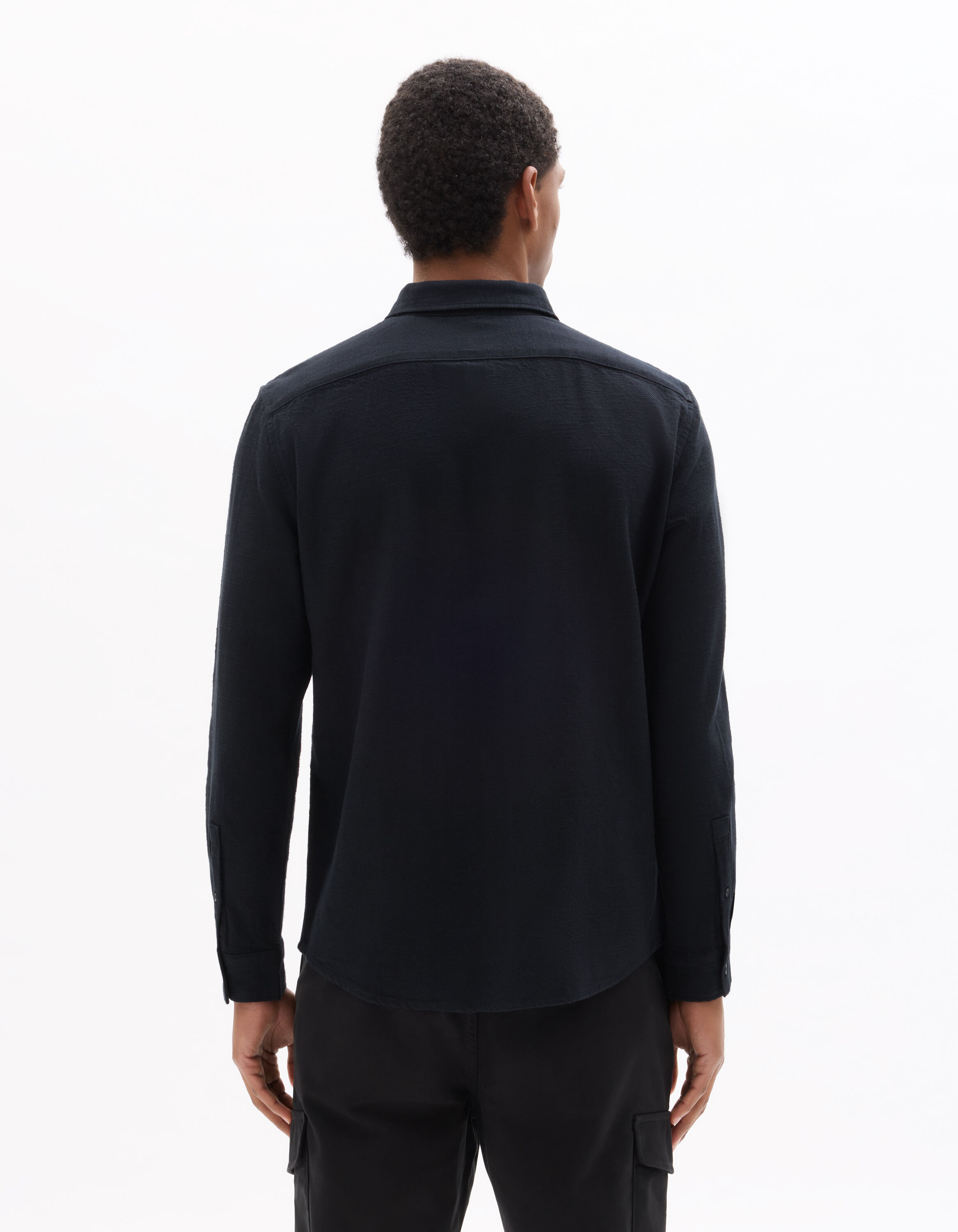 Chemise regular 100% coton reliéfé - noir
