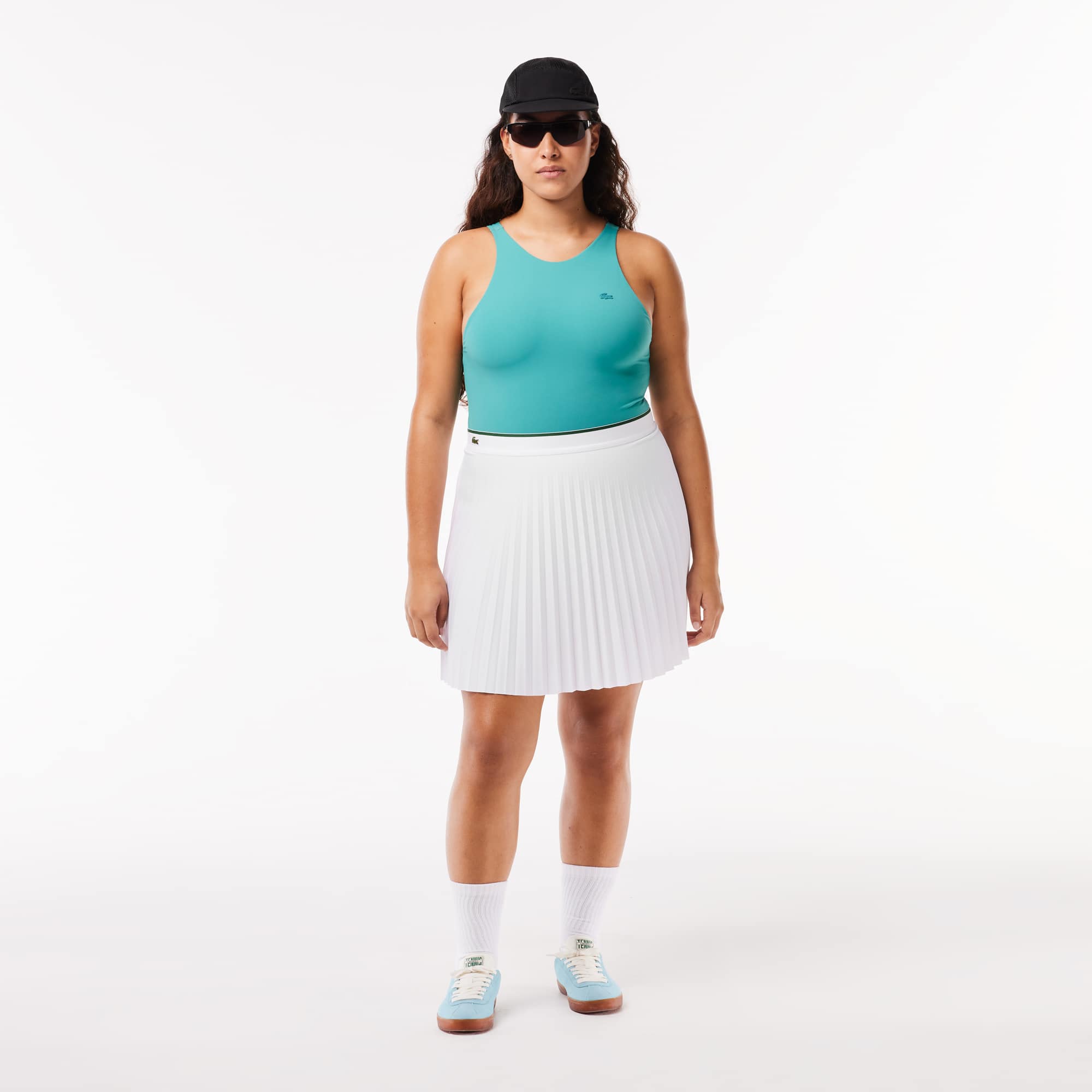 Jupe courte plissée avec ceinture élastiquée Robes & Jupes - Blanc - Lacoste - Femme
