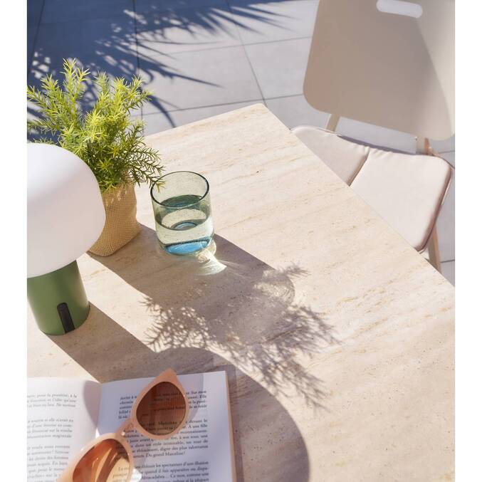 Table haute de jardin carrée TERZANO Vanille & Argile