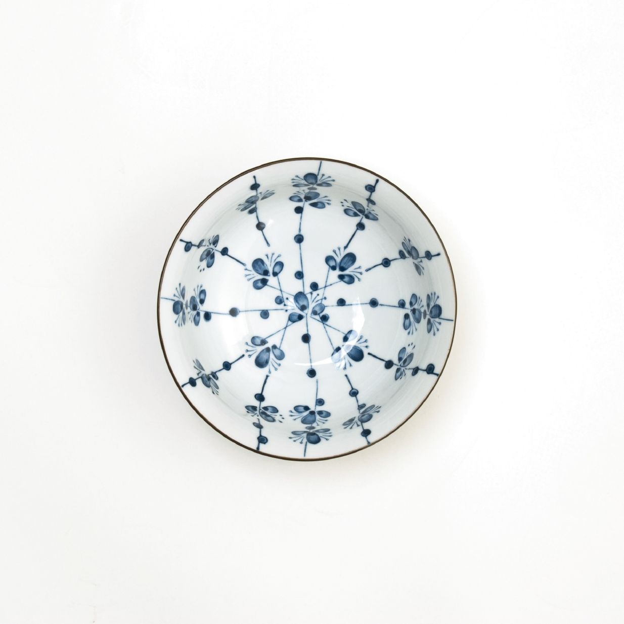 Suppenschale Blumenmuster, weiß, blau, H 6,5 cm, Ø 15,5 cm von fischer's lagerhaus