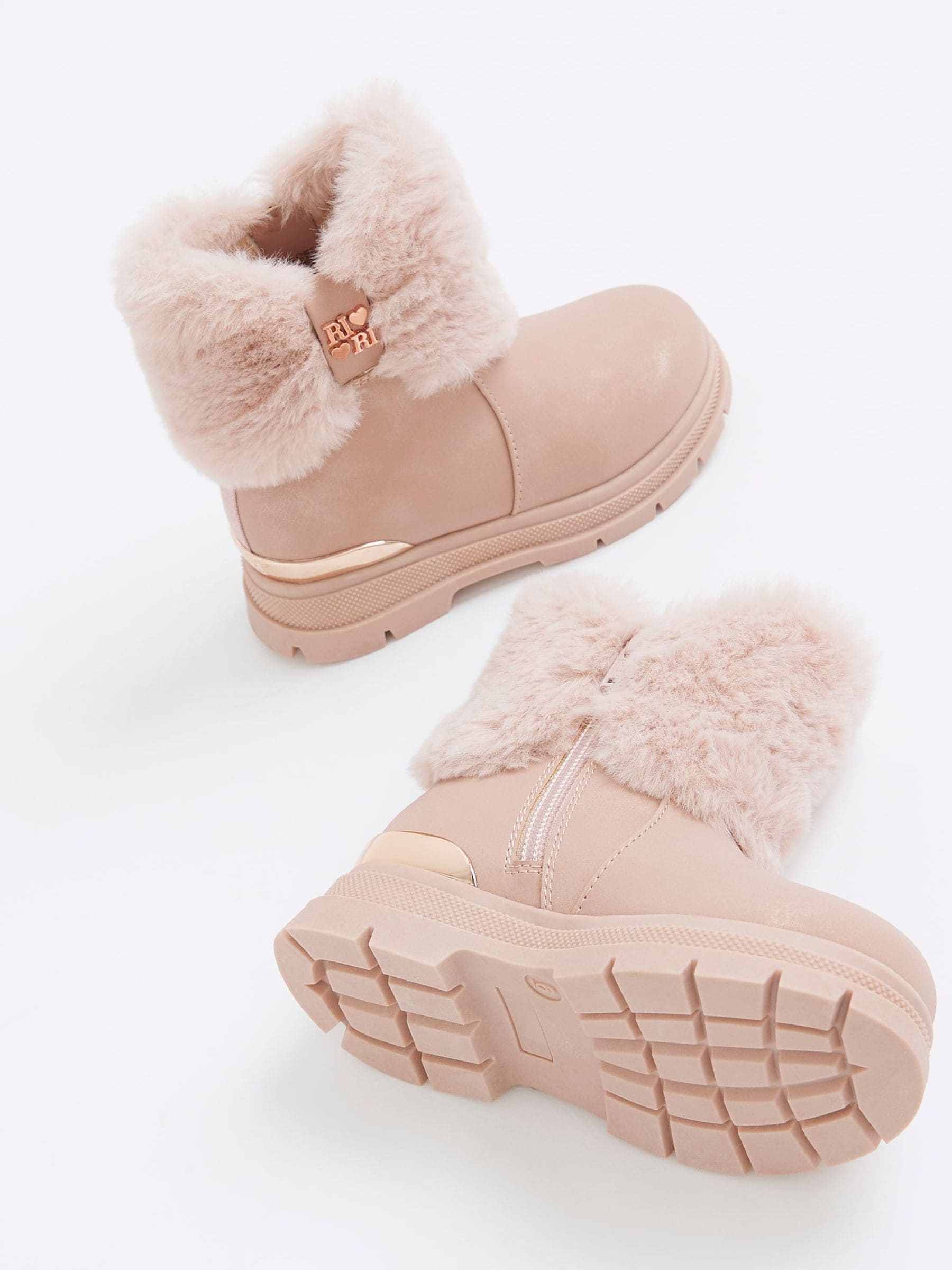River Island Girls Heart Bow Fur Boots